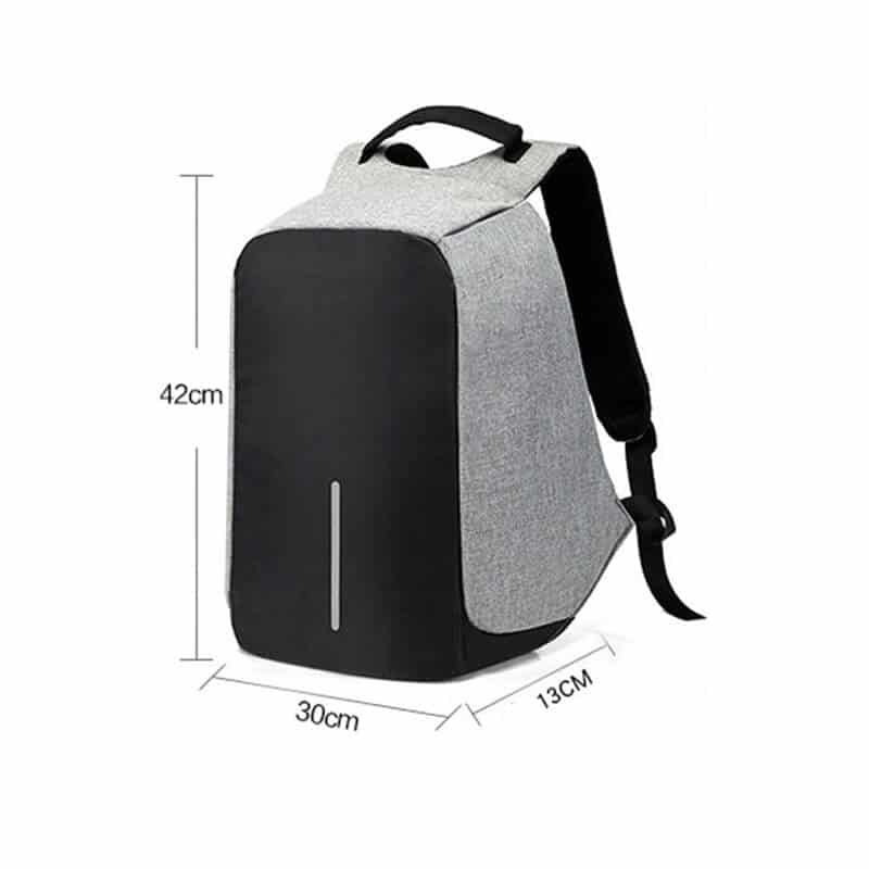 Rucsac / Ghiozdan Edman rezistent la apa, Antifurt, pentru laptop de 15.6", cu port incarcare USB, cablu USB inclus, Negru/Gri
