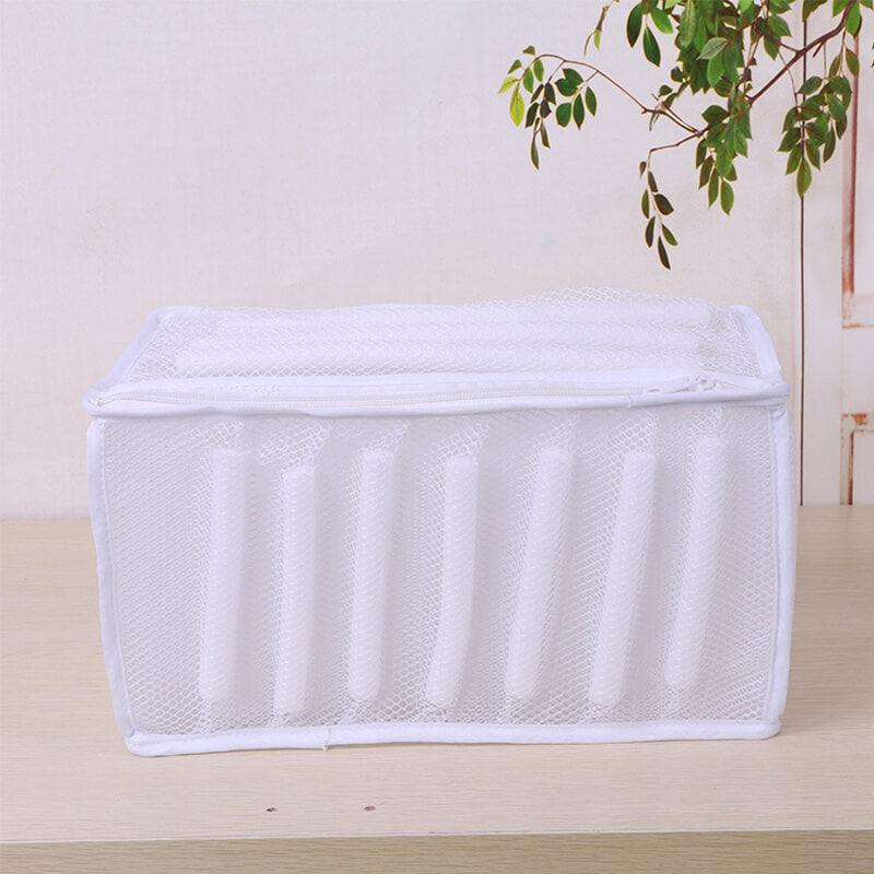 Sac pentru spalat incaltamintea cu pad-uri din spuma pentru protectie in masina de spalat si uscator, 33x19x19cm, Alb