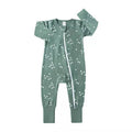 Salopeta pijama Edman bebe/copii Shapes cu maneca lunga, fermoar reversibil, bumbac, 3-6 luni, Verde