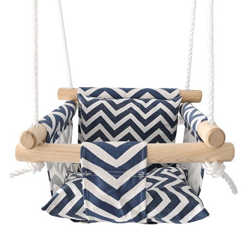 Edman wooden swing chair for children and babies with cushion, textile