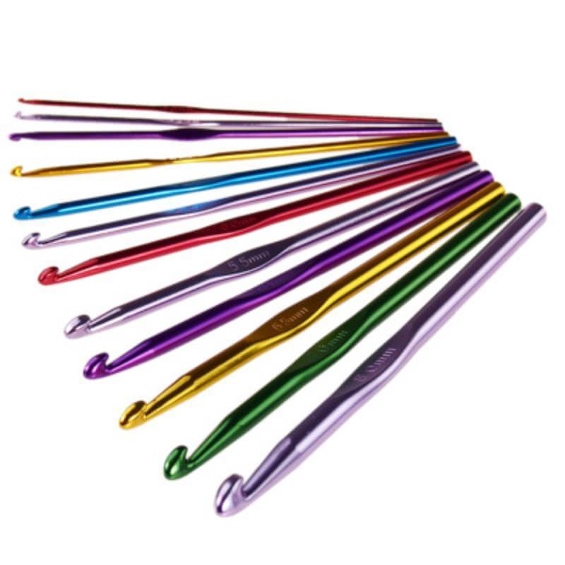 Set 12 Crosete din aluminiu Edman, grosime 2 - 8 mm, lungime 15 cm, Multicolor