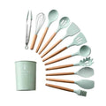 Set 12 ustensile de gatit din silicon Edman, maner rezistent din lemn