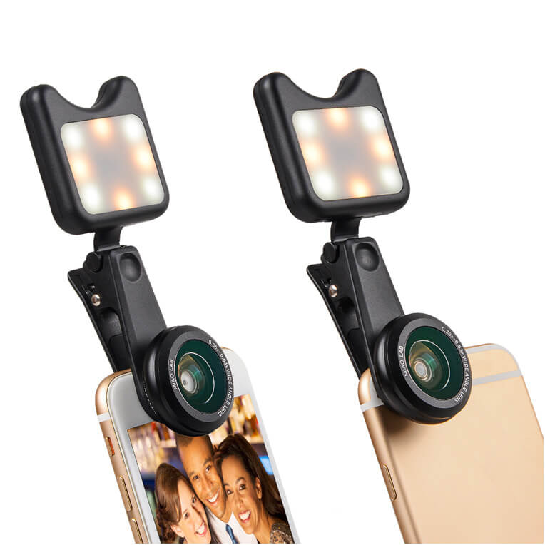 Set 3 in 1 Apexel APL-3663FLBK lentile foto Wide/Macro si Blit Flash Led