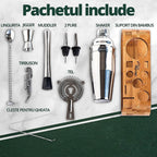 Set-de-Barman-pentru-bauturi-Edman-suport-din-bambus-Shaker-Cobbler-550-ml-10-Piese-Otel-Inoxidabil-Argintiu