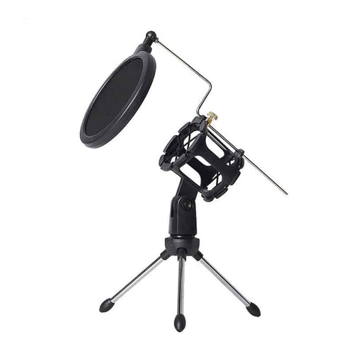 Kit bonnette anti-vent en mousse pour micro + trépied professionnel, Noir