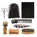 Set ingrijire barba, Kit grooming potrivit pentru orice barbat, contine perie, pieptene, foarfeca, saculet de transport, brici, 6 piese