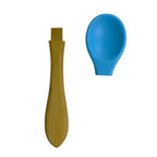 Set lingurite din bambus cu varf rotunjit din silicon albastru, verde, mov, 3 bucati