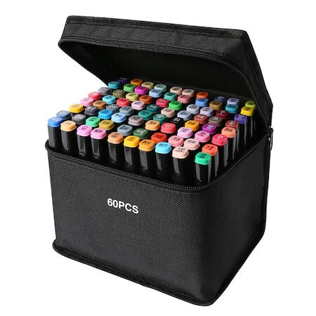 Edman marker set, fine and broad tips, storage bag, Multicolour