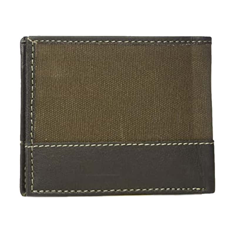 Set portofel pentru barbati Timberland piele/textil + breloc Canvas & Leather Billfold, Maro inchis