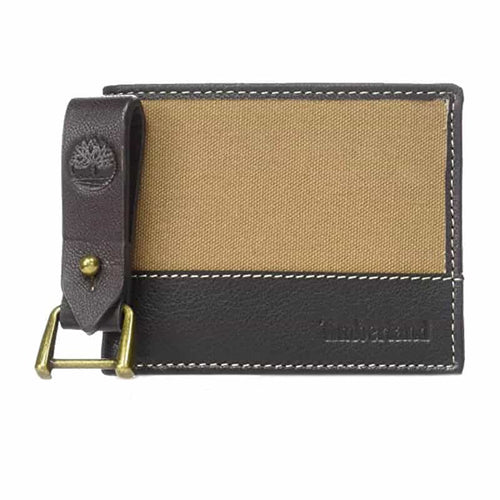 Timberland men's leather/textile wallet set + key fob, Canvas & Leather Billfold