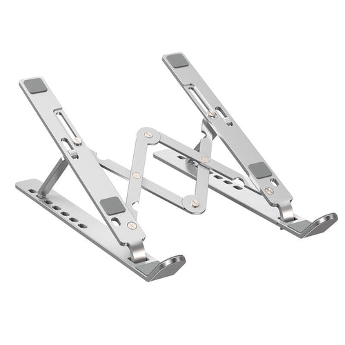 Edman laptop and tablet stand, universal foldable and adjustable, non-slip, aluminium, Silver