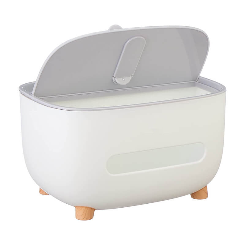 Suport organizator Edman, dozator servetele, 3 compartimente, picioare anti-alunecare, alb/gri, 21x16x12cm
