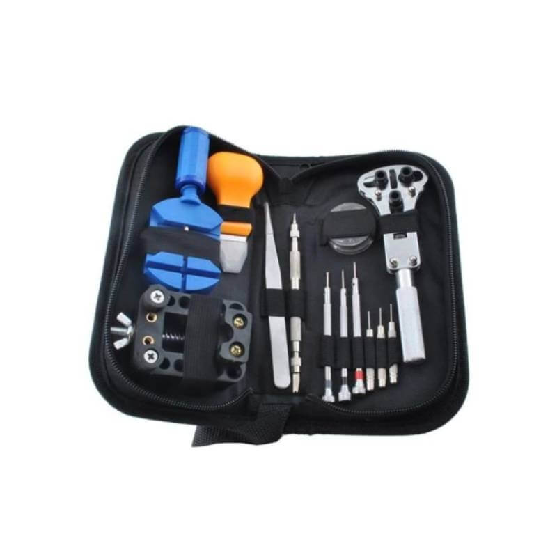 Trusa de scule pentru repararea ceasului, Edman, 13 piese, neagra, husa inclusa