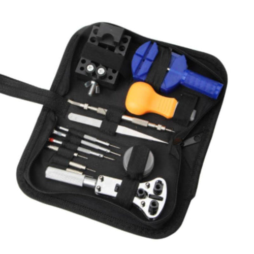 Edman 13-piece watch repair tool kit, black, case included