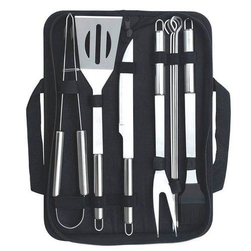 Edman INX-1 grill/BBQ utensils, stainless steel, storage bag, 10-piece set
