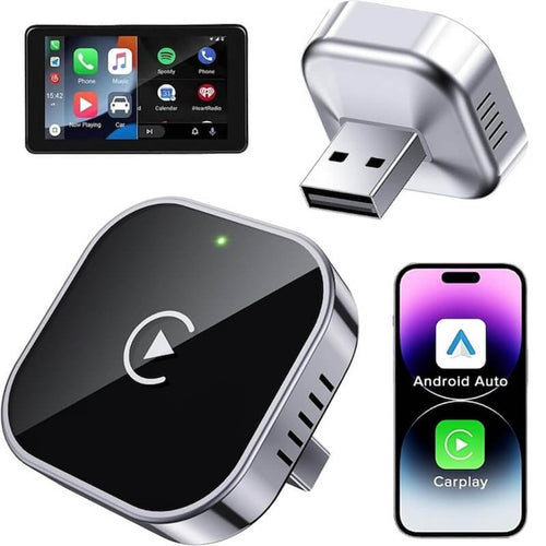 Adaptor Wireless Auto 2-in-1 Edman, CarPlay si Android Auto, Compatibil masini cu CarPlay original, iOS 10+ / Android 11+, Plug & Play, Bluetooth 5.0, WiFi Dual-Band, USB