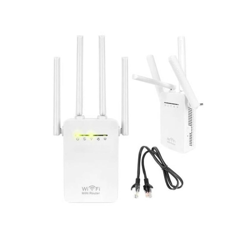Amplificator de Semnal Wireless Edman, Range Extender Retea WIFI, Retea 2,4GHz, Viteza 300Mbs, 4 Antene, Slot LAN, Compatibil cu 3G / 4G / 5G, Raza de actiune pana la 300M, Alb