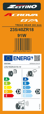 Anvelopa Zestino Acrova 07A Semi-slick, TW 280, 235/40R18