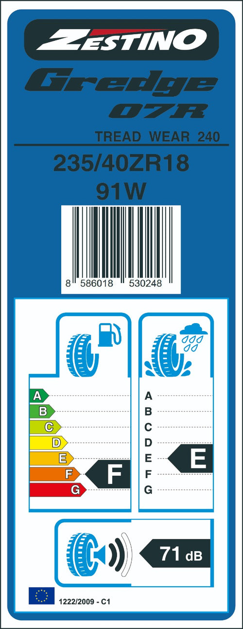 Anvelopa Zestino Gredge 07R Semi-slick, TW 240, 235/40R18
