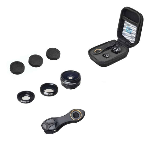 Apexel DG3 3-in-1 professional smartphone lens set, 17mm thread, macro, fisheye, wide angle, for Samsung, iPhone, Xiaomi, Huawei