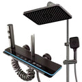 Baterie dus Edman cu afisaj temperatura, LED, sistem Soft Rainfall si jeturi masaj, Negru/Crom