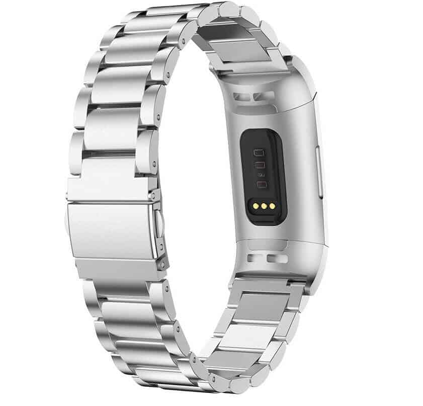 Curea metalica Edman 3Z pentru Fitbit Charge 3 / 4, Argintiu