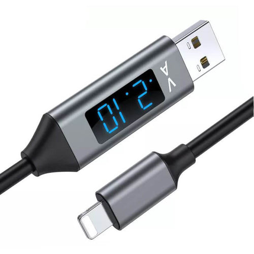 Edman QC 3.0 fast charge charging and data cable with voltage display, 1m, Black