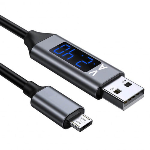Edman QC 3.0 fast charge charging and data cable with voltage display, 1m, Black