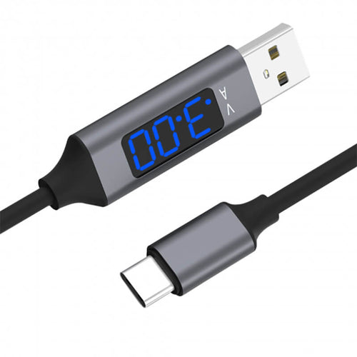 Edman QC 3.0 fast charge charging and data cable with voltage display, 1m, Black