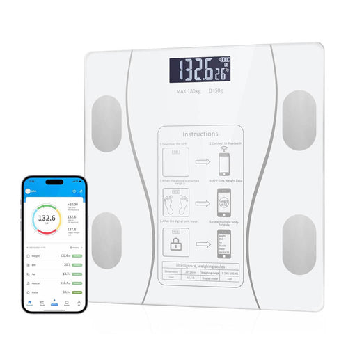 Edman smart scale, Bluetooth, 0.2-180 kg weighing range, temperature detection, tempered glass