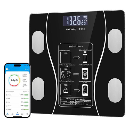Inteligentna waga Edman, Bluetooth, zakres ważenia 0.2-180 kg, pomiar temperatury, szkło hartowane