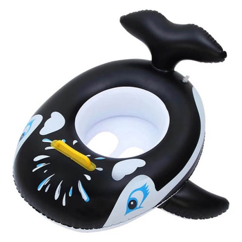 Edman Summer fish inflatable swim ring with child seat, fish design, Black