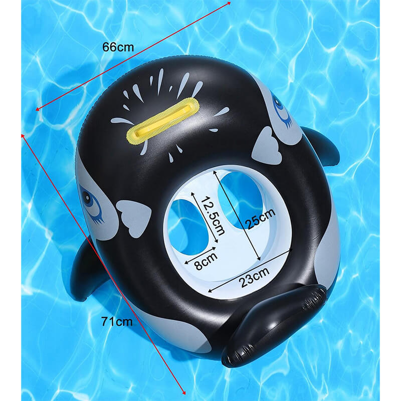Colac gonflabil Edman Summer fish, cu suport pentru copii, tip peste, Negru