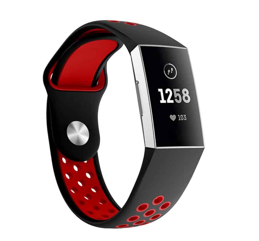 Curea Bratara sport Edman pentru Fitbit Charge 3 / 4, marimea S, Negru/Rosu