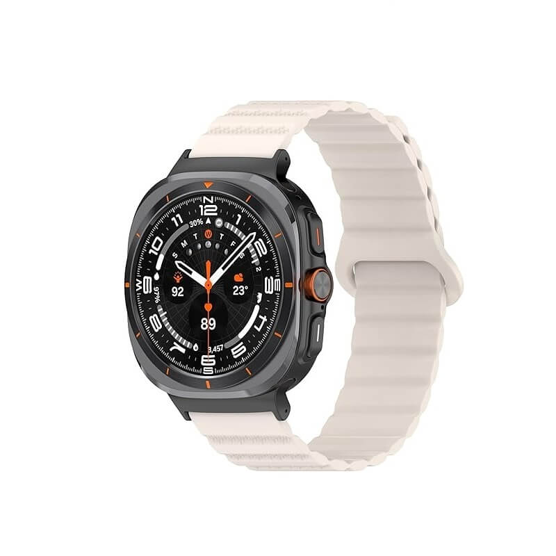 Curea cu prindere magnetica Edman siliconica compatibila Galaxy Watch Ultra, Alb