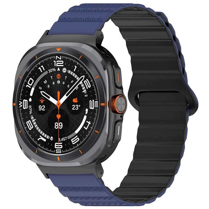Curea cu prindere magnetica Edman siliconica compatibila Galaxy Watch Ultra, Albastru-Negru