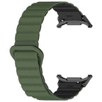 Curea cu prindere magnetica Edman siliconica compatibila Galaxy Watch Ultra, Verde-Negru