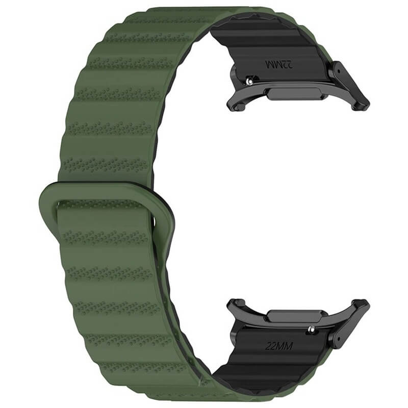 Curea cu prindere magnetica Edman siliconica compatibila Galaxy Watch Ultra, Verde-Negru