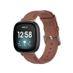 Curea Edman din piele compatibila cu Fitbit Versa 3 / Sense, Maro
