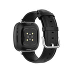 Curea Edman din piele compatibila cu Fitbit Versa 3 / Sense, Negru