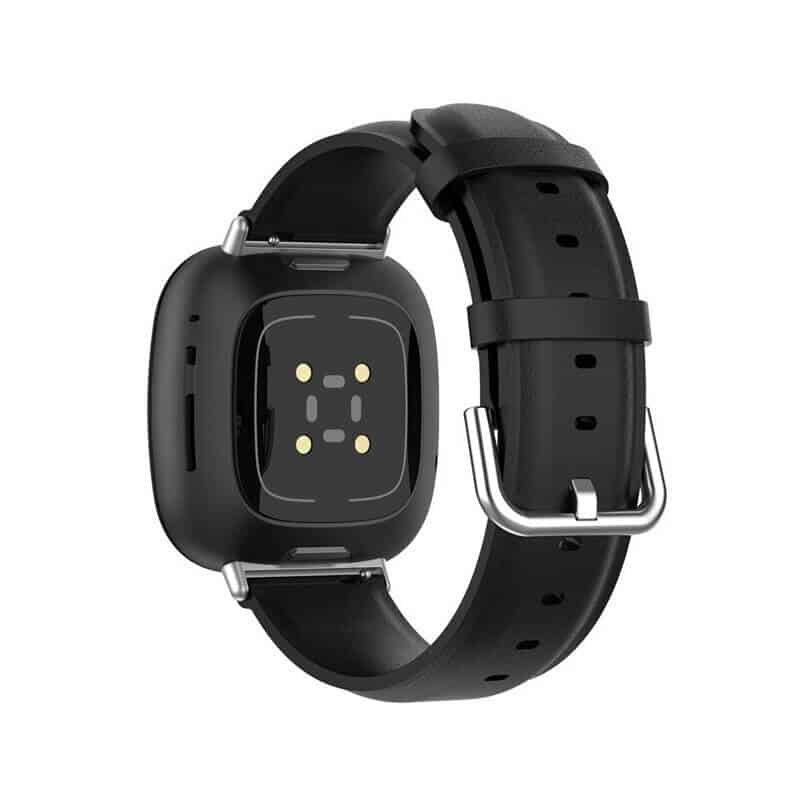 Curea Edman din piele compatibila cu Fitbit Versa 3 / Sense, Negru
