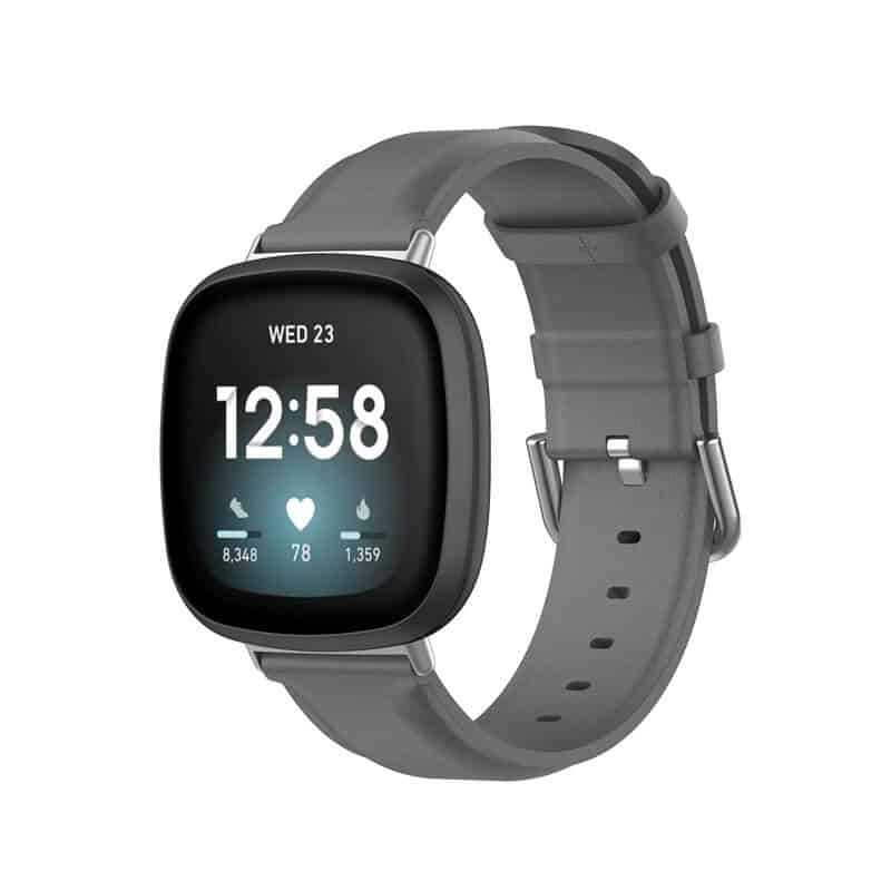 Curea Edman din piele compatibila cu Fitbit Versa 3 / Sense, Gri
