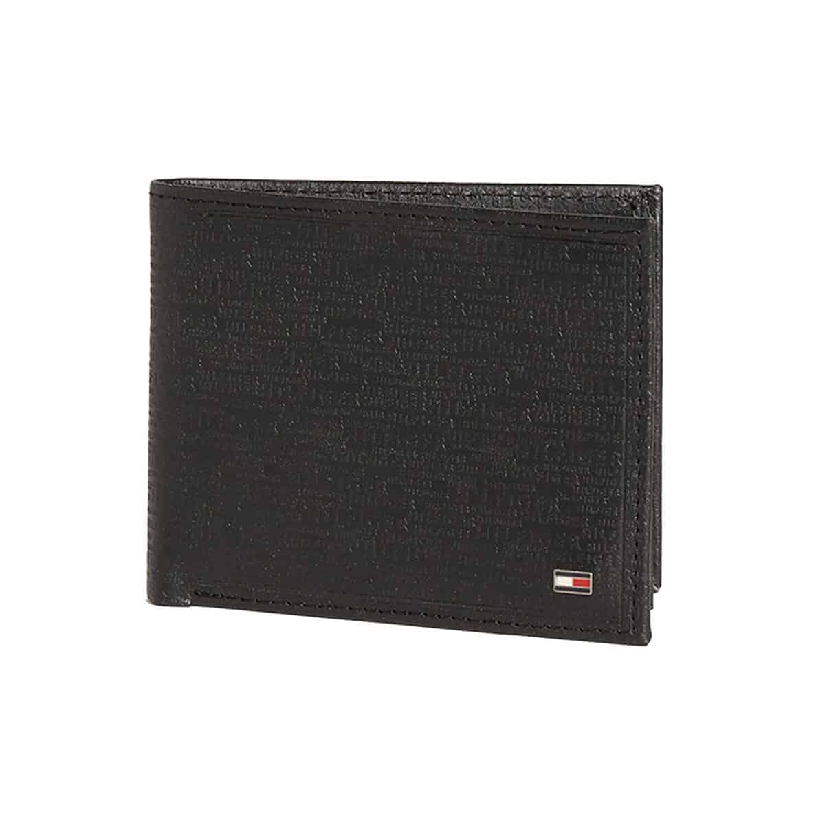 Portofel Tommy Hilfiger Black Leather Bi-Fold Wallet, din piele, Negru