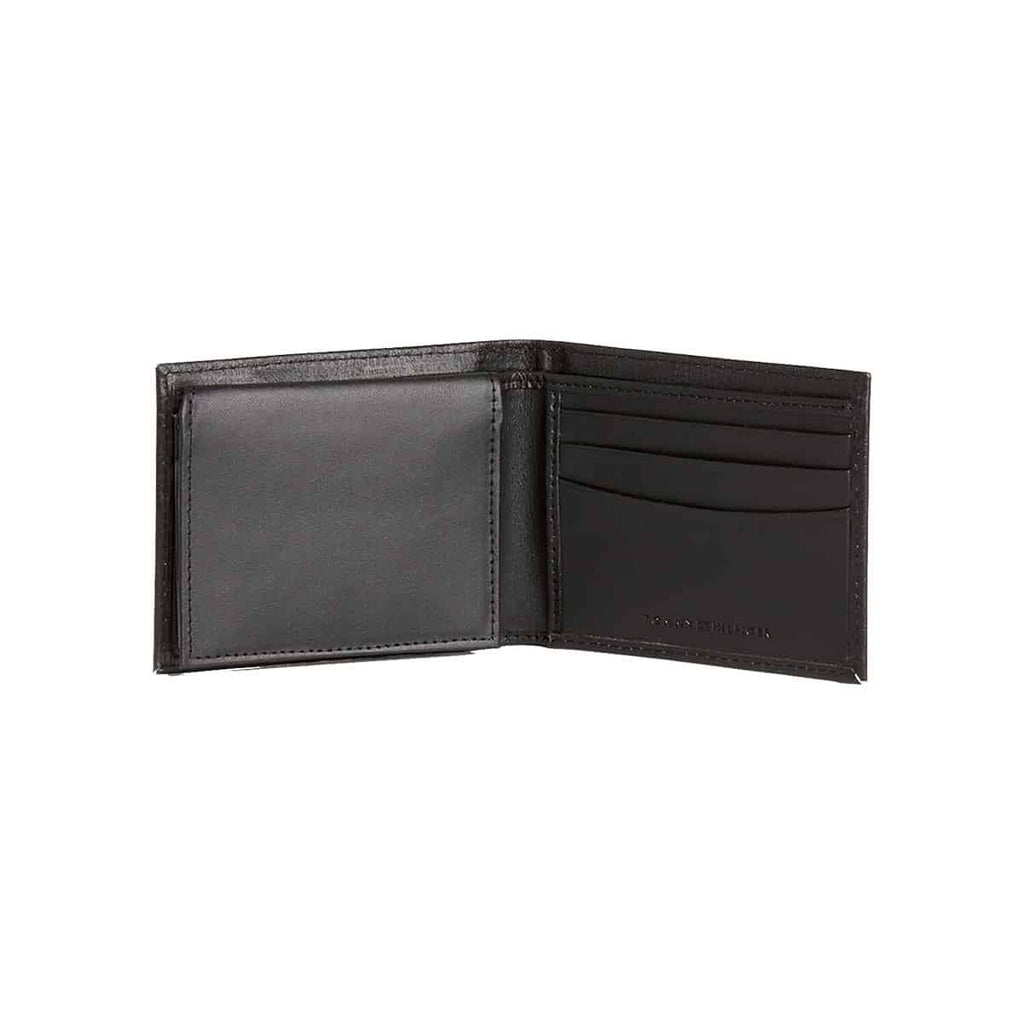 Portofel Tommy Hilfiger Black Leather Bi-Fold Wallet, din piele, Negru