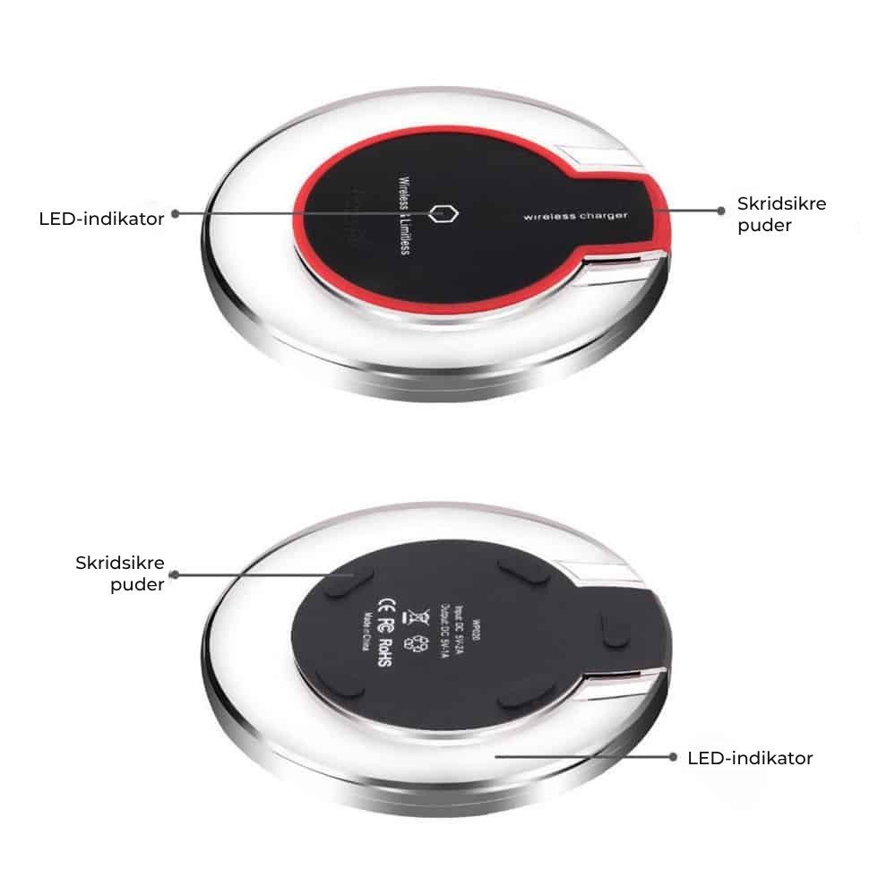 Incarcator wireless Qi Edman W10, pad pentru birou, alb-transparent, pentru Iphone Samsung Huawei LG, cablu micro USB inclus
