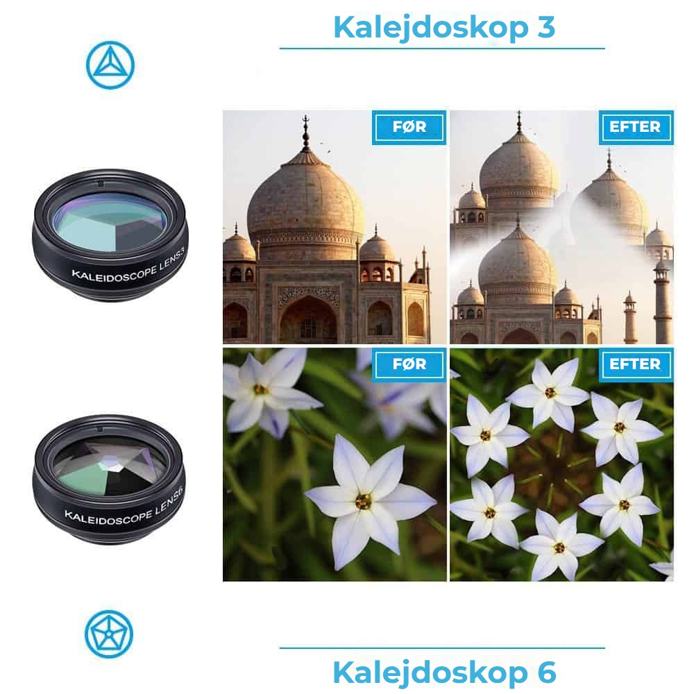 Set lentile 10 in 1 profesionale pentru telefoane si tablete Apexel DG10 - 10 in 1, prindere filet 17mm, Fisheye, Macro 15x, Wide, Telescope 2x, Kaleidoscope, CPL, Flow, Radial, Star, cu clip universal