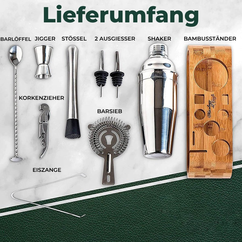Set-de-Barman-pentru-bauturi-Edman-suport-din-bambus-Shaker-Cobbler-550-ml-10-Piese-Otel-Inoxidabil-Argintiu