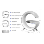 Lampa inteligenta Edman RGB, cu incarcare rapida, fara fir, difuzoare, afisaj digital, alarma, control prin aplicatie, Gri