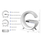 Lampa inteligenta Edman RGB, cu incarcare rapida, fara fir, difuzoare, afisaj digital, alarma, control prin aplicatie, Gri