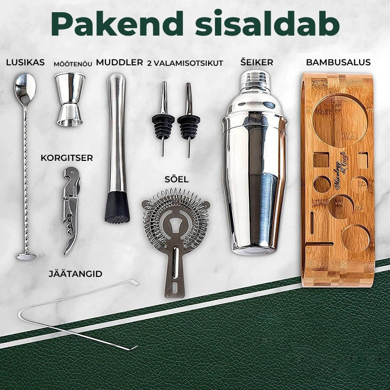 Set-de-Barman-pentru-bauturi-Edman-suport-din-bambus-Shaker-Cobbler-550-ml-10-Piese-Otel-Inoxidabil-Argintiu